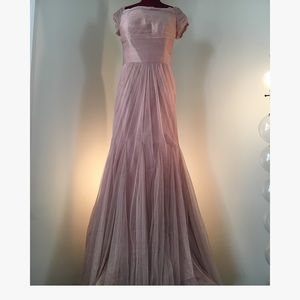 Alyce Paris sheer pleated layered soft tulle gown